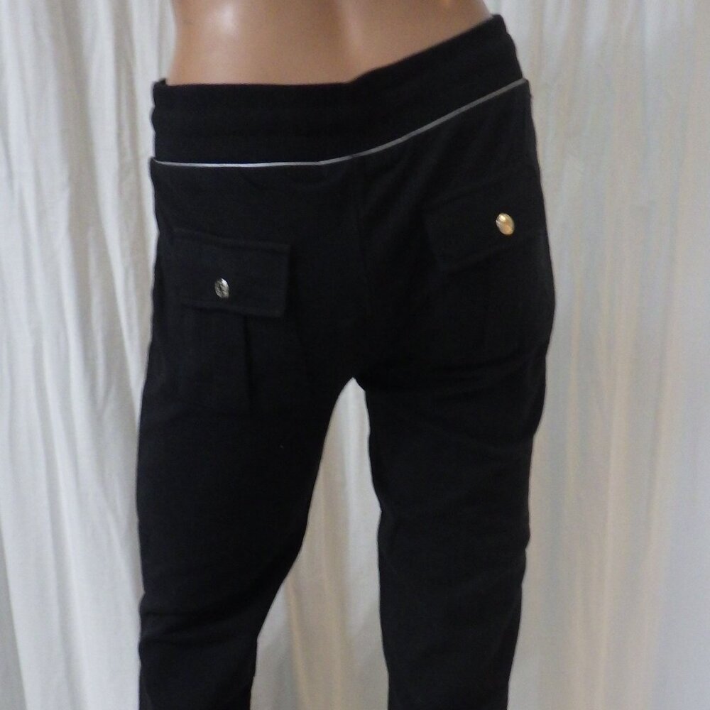 NWT BCBG sz SMALL MED LG XL 95% cotton TEAL BLK COLORBLOCK STUDDED 2PC TRACKSUIT - Picture 9 of 14